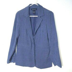 Denim & Co Womens Blazer Jacket blue Lined stretch